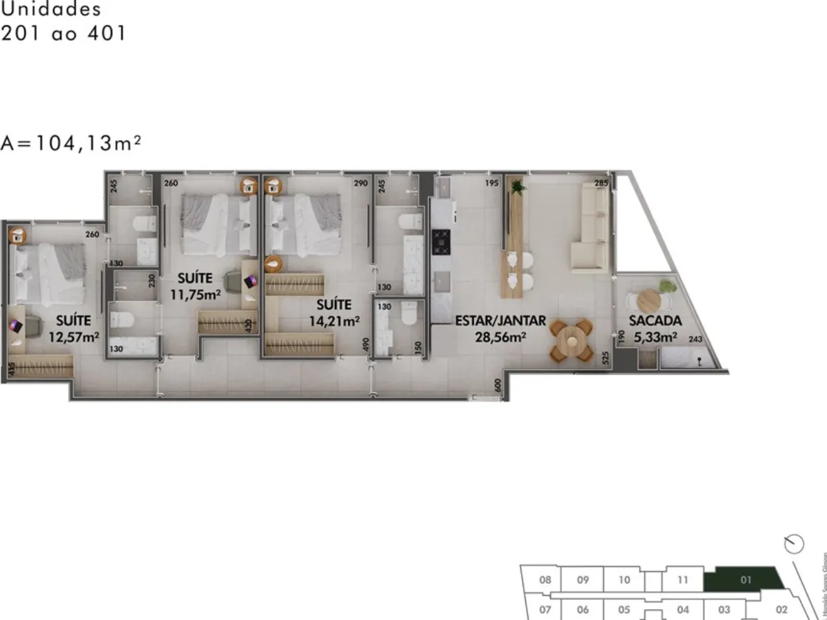 Off-Plan Apartment with 3 Suites | 104 m² | Cacupé, Florianópolis — Cacupé