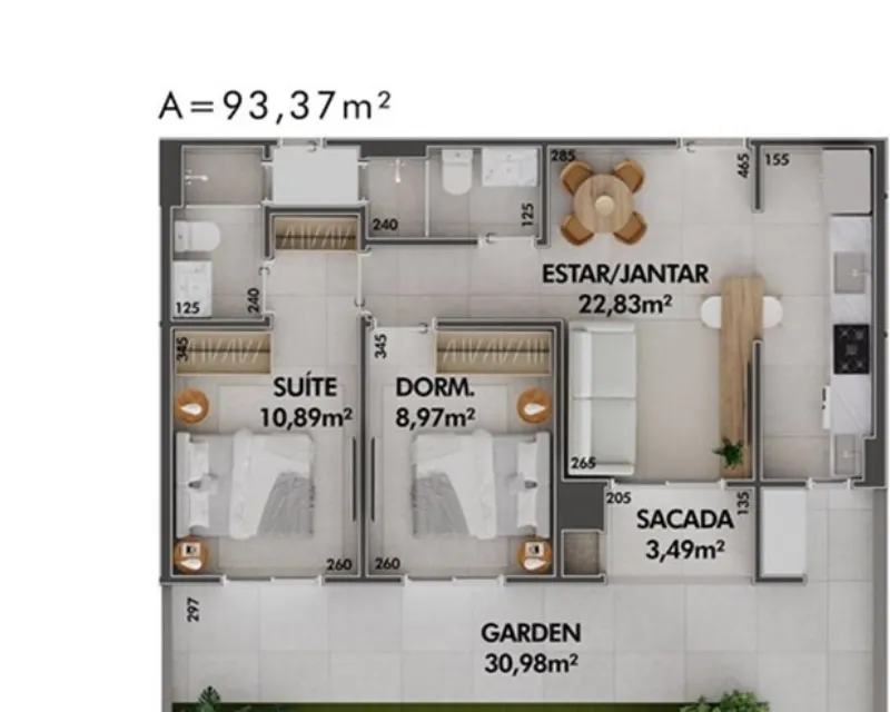 Apartamento Garden en Venta – ADORE | CACUPÉ, Florianópolis, 2 Dormitorios, 93,37 m² — Cacupé